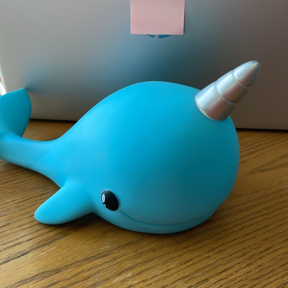 iscream Turquoise Silver Horn Narwhal 10.25" Muli-Colored LED Night Light - Picture 4 of 7